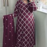 Grand Purple Color Georgette Embroidered Hand Work Salwar Suit