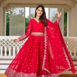 Grand Red Color Georgette Embroidery Sequence Lehenga Choli
