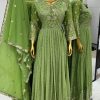 Luminous Green Color Georgette Embroidery Sequence Gown