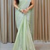 Luminous Green Color Pure Soft Jimmy Choo Embroidery Saree
