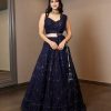 Luminous Navy Blue Color Georgette Embroidery Lehenga Choli