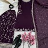 Luminous Purple Georgette Embroidery Sequence Salwar Suit