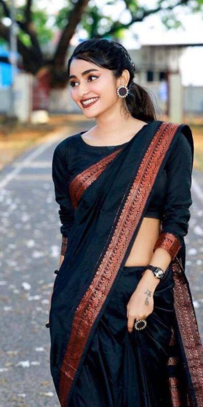 Majestic Black Color Banarasi Soft Silk Ordinary Design Saree