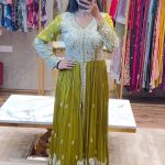 Majestic Pista Green Color Georgette Embroidery Sequence Gown