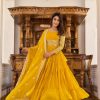 Majestic Yellow Color Fox Georgette Sequence Embroidery Gown