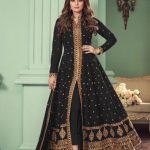 Marvel Black Color Heavy Georgette Embroidery Sharara Suit