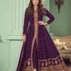 Marvel Purple Color Heavy Georgette Embroidery Sharara Suit