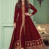 Marvel Red Color Heavy Georgette Embroidery Sharara Suit