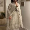 Mystical White Color Georgette Embroidery Salwar Suit