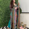 Nice Blue Color Maslin Printed Real Mirror Work Salwar Suit