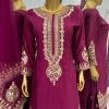 Nice Purple Color Chinnon Silk Embroidery Sequence Salwar Suit