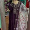 Peaceful Purple Color Chinnon Silk Embroidery Sharara Suit