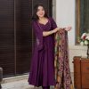 Peaceful Purple Color Chinnon Silk Embroidery Work Salwar Suit