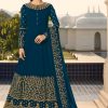 Perfect Blue Color Georgette Cording Anarkali Suit