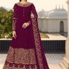 Perfect Purple Color Georgette Cording Anarkali Suit