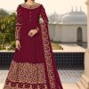 Perfect Red Color Georgette Cording Anarkali Suit