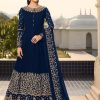 Perfect Royal Blue Color Georgette Cording Anarkali Suit
