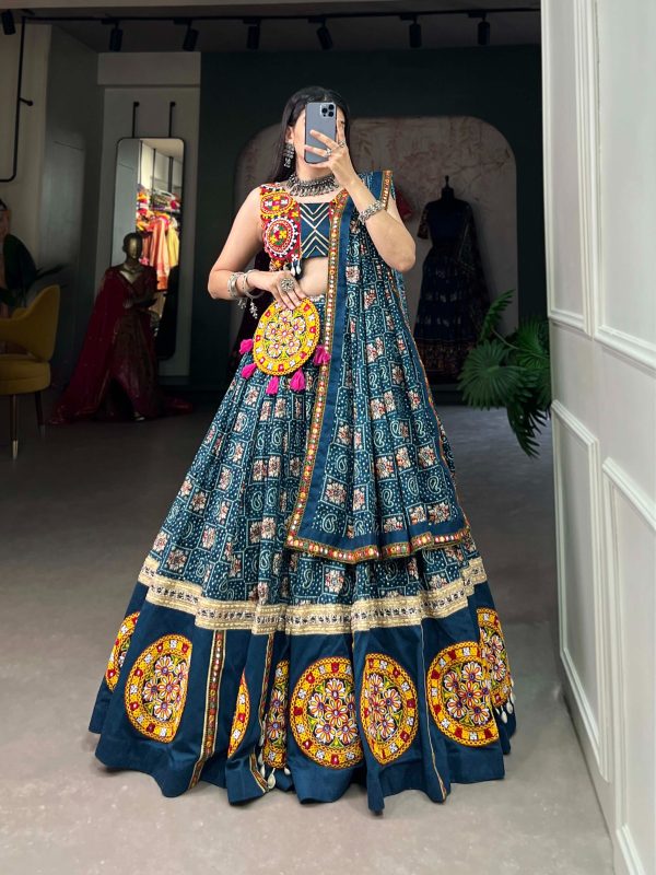 Pretty Blue Color Pure Rayon Printed Foil Work Lehenga Choli