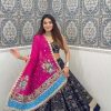 Pretty Blue Color Rayon Printed Silk Work Lehenga Choli
