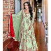 Pretty Green Color Georgette Embroidery Diamond Anarkali Suit