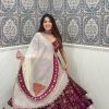 Pretty Maroon Color Rayon Printed Silk Work Lehenga Choli