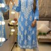 Splendorous Blue Color Rayon Chine Stitched Work Salwar Suit