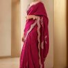 Stylish Pink Color Vichitra Silk Sequins Embroidery Saree