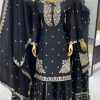 Sublime Black Color Chinnon Silk Embroidery Work Salwar Suit