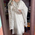 Sublime White Color Chinnon Silk Sequence Salwar Suit