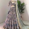 Superb Blue Color Chinon Silk Digital Printed Lehenga Choli
