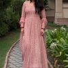 Superb Pink Color Georgette Embroidery Sequence Gown