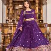 Superb Violet Georgette Sequence Embroidery Lehenga Choli