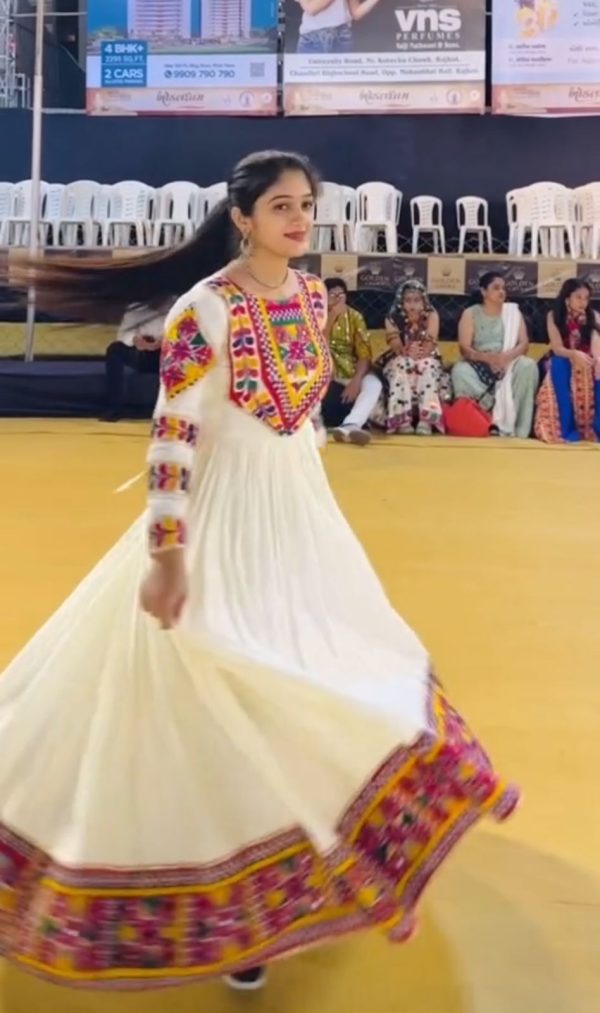 Superb White Color Fiyona Gamathi Real Mirror Work Gown