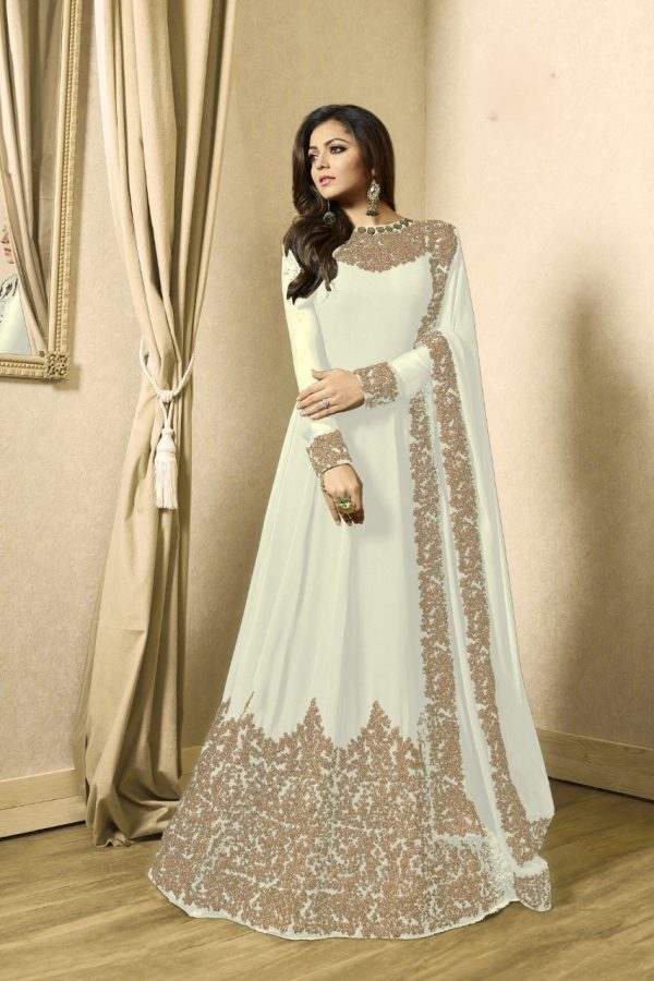 Superb White Color Georgette Cording Sharara Suit