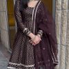Aesthetic Brown Georgette Embroidery Sequence Salwar Suit
