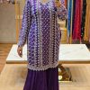 Aglow Violet Color Chinon Silk Thread With Sequence Salwar Suit