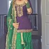 Artful Purple & Green Color Georgette Embroidery Salwar Suit