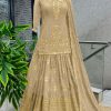 Captivating Gold Color Chinnon Silk Embroidery Lehenga Choli