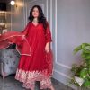 Captivating Red Color Chinon Silk Embroidery Salwar Suit
