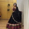 Cute Black Color Georgette Heavy Gamathi Work Lehenga Choli