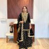 Dazzling Black Georgette Embroidery Mirror Work Salwar Suit