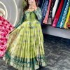 Fancy Green Color Kota Silk Weaving Jacquard With Koti Gown