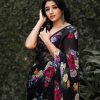 Fine Black Color Soft Georgette Fancy Digital Printed Saree