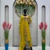 Fine Yellow Color Georgette Embroidery Real Mirror Salwar Suit