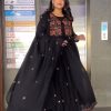 Graceful Black Color Foix Georgette Thread Sequence Salwar Suit