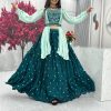Mesmerizing Green Color Chinon Real Handwork Lehenga Choli