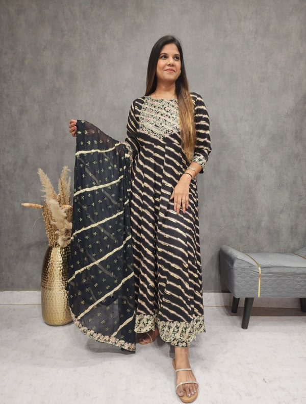 Mystical Black Color Georgette Sequence Embroidery Gown