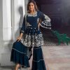 Nice Blue Color Georgette Embroidery Moti Lace Salwar Suit