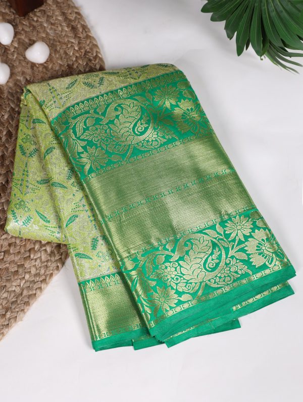 Nice Green Color Jacquard Silk Zari Weaving Work Saree
