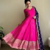 Peaceful Pink Color Georgette Thread Sequence Anarkali Suit